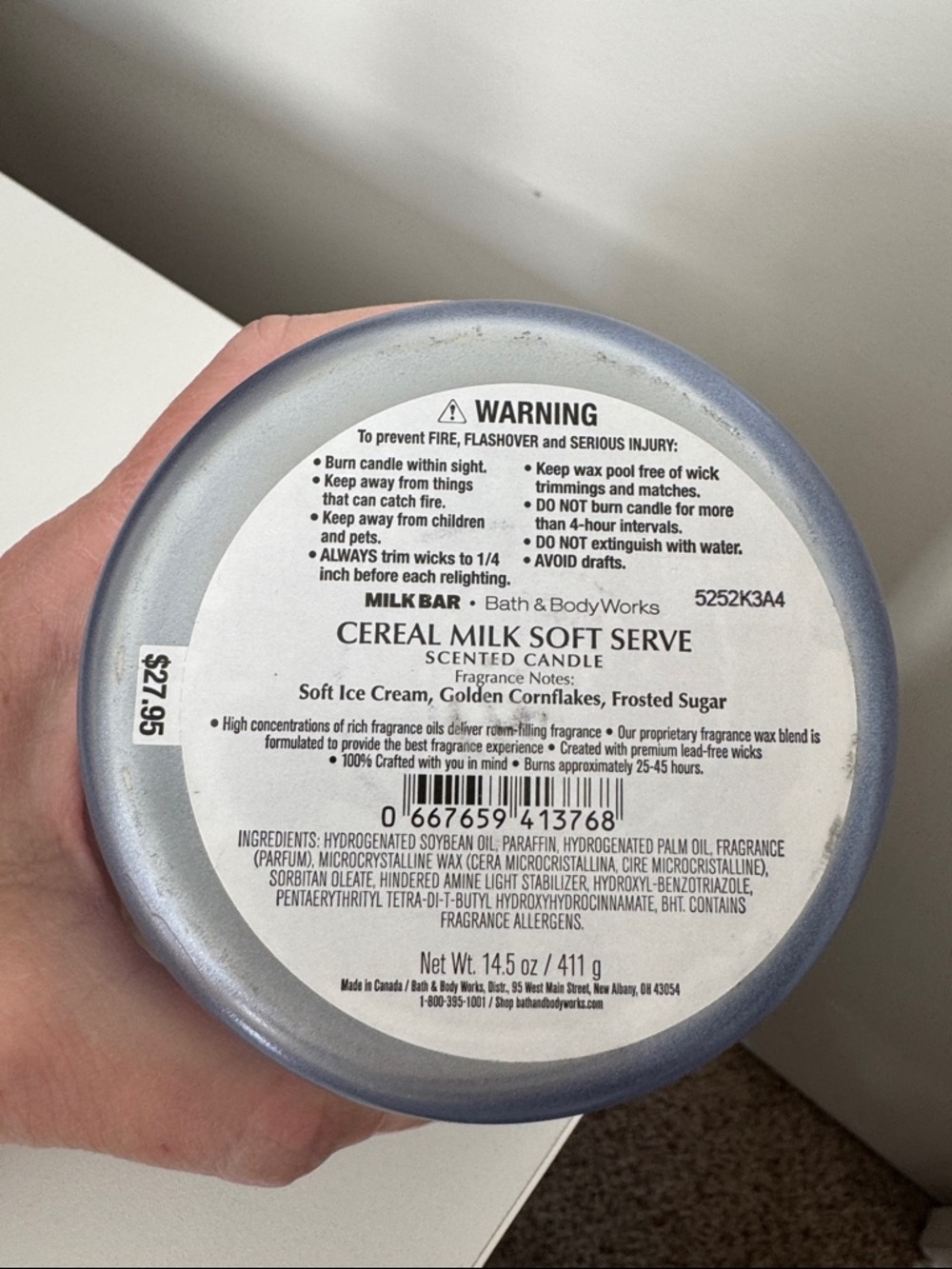 Bath & Body Works x Milk Cereal Milk Soft Serve Soy Wax Candle - 3 Wick - Picture 3 of 3